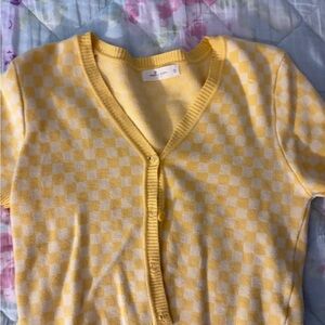 Sunny Yellow Checkered Women's Cardigan
